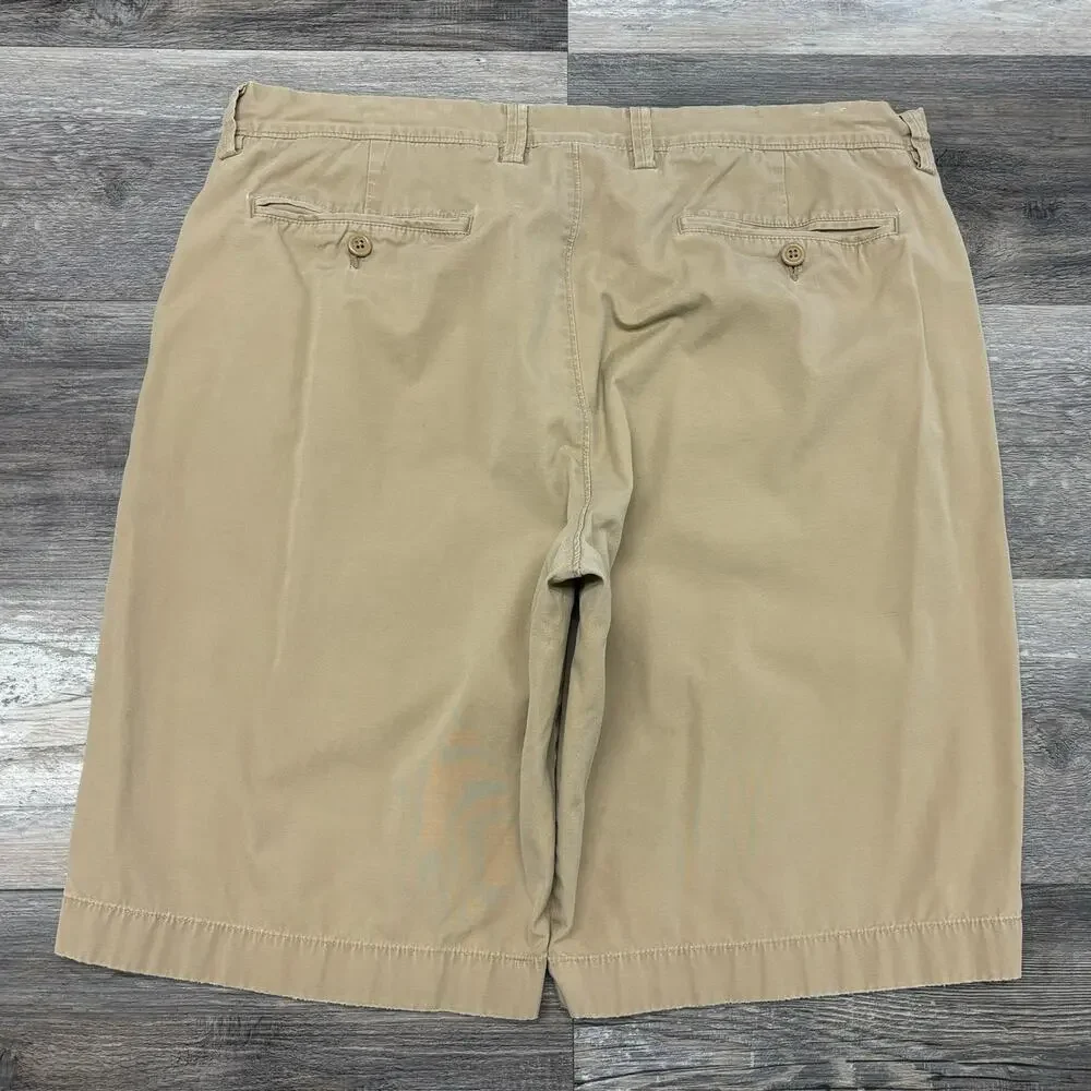 J Crew Broken-In Rivington Khaki‎ Tan Mens 36 Flat Front Preppy Chino Shorts EUC